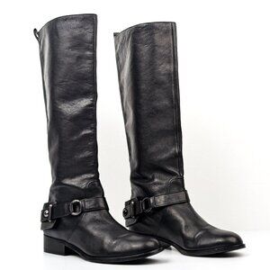 Coach Women Natal Black Leather Buckle Riding Moto Biker Boots size 10